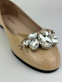 Cipria Nude Patent Flats with Swarovski Crystal