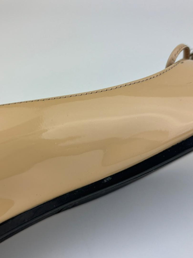 Cipria Nude Patent Flats with Swarovski Crystal