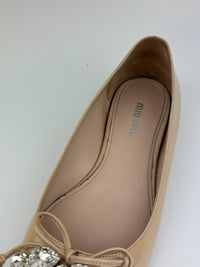 Cipria Nude Patent Flats with Swarovski Crystal