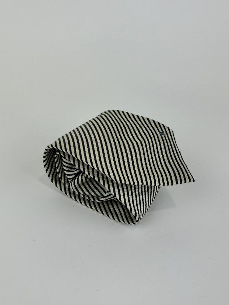 Grey Black Diagonal Striped Tie