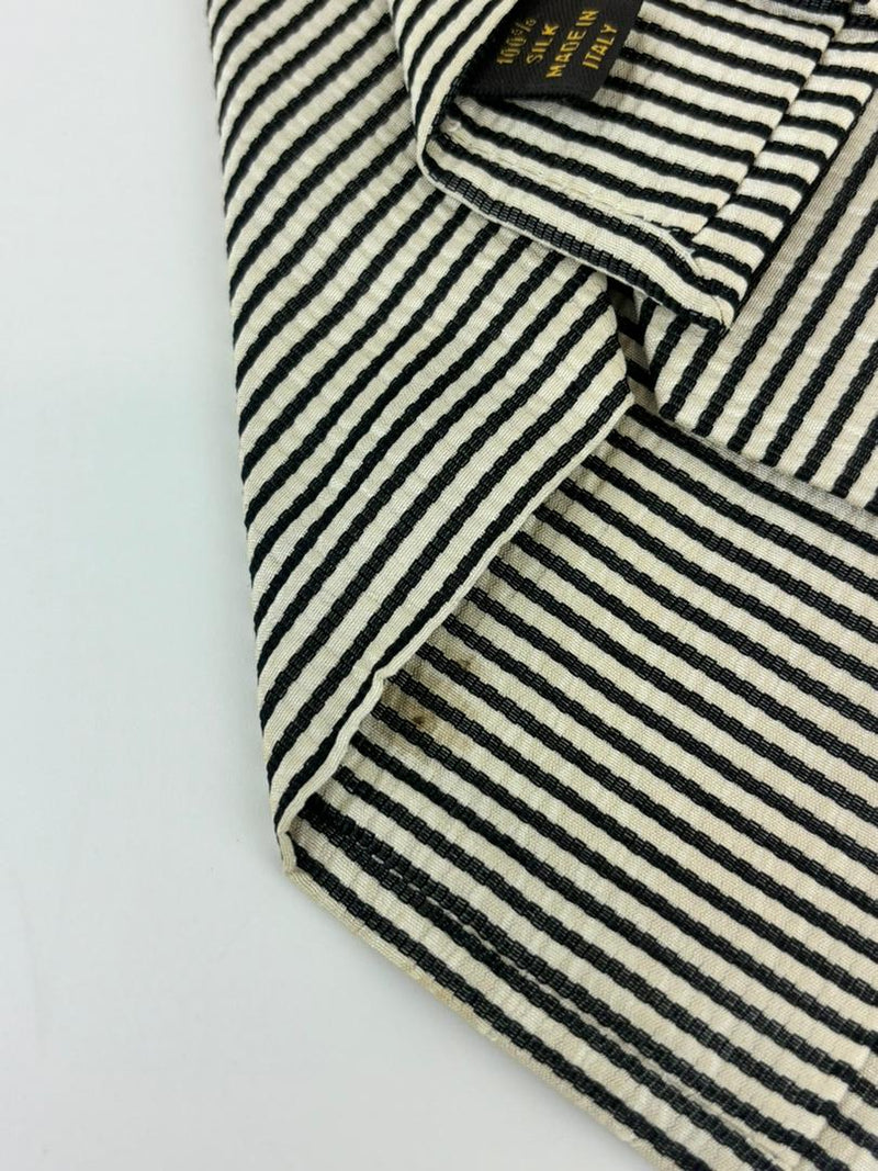 Grey Black Diagonal Striped Tie