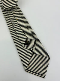 Grey Black Diagonal Striped Tie