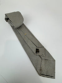 Grey Black Diagonal Striped Tie