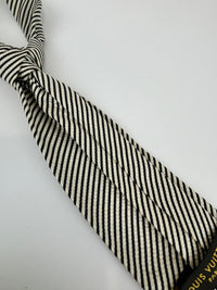 Grey Black Diagonal Striped Tie