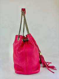 Pink Soho Pebbled Leather Chain Shoulder Bag