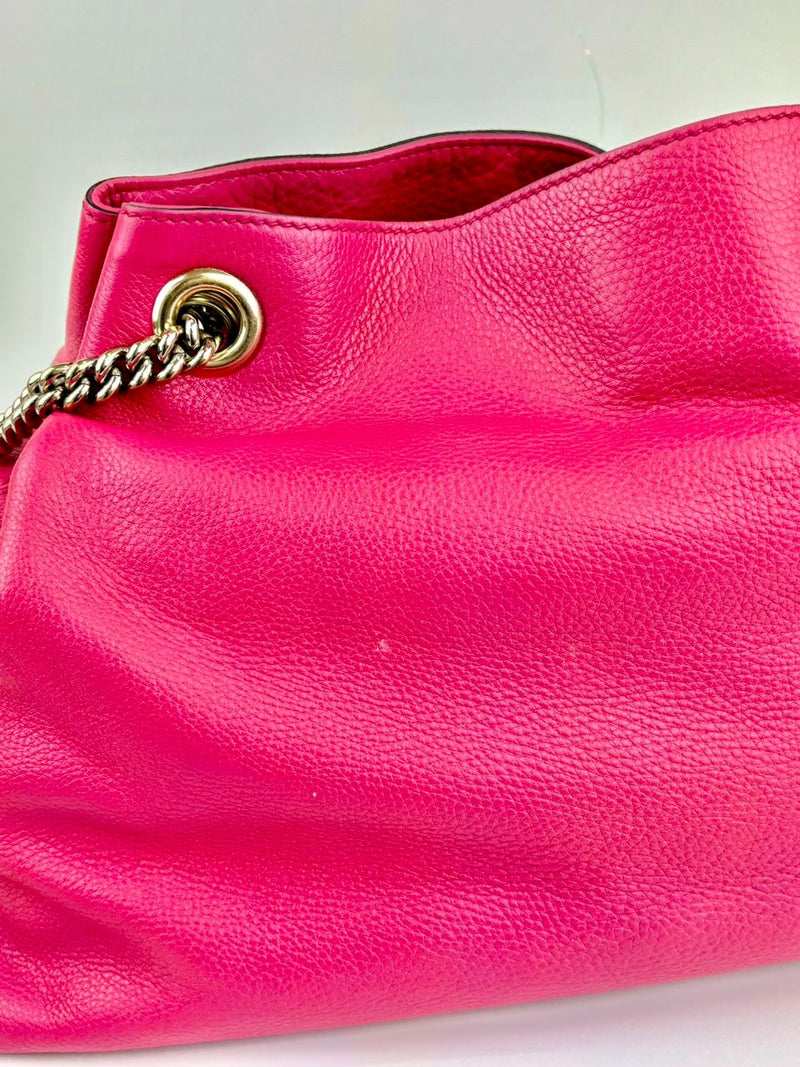 Pink Soho Pebbled Leather Chain Shoulder Bag