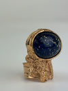 Arty Blue Lapis Glass Cabochon Rose Gold Tone Ring