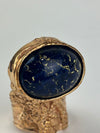 Arty Blue Lapis Glass Cabochon Rose Gold Tone Ring