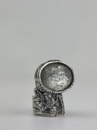 Arty Glass Cabochon Silver Cocktail Ring