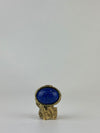 Arty Blue Faux Stone Glass Cabochon Gold Tone Ring