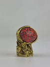 Arty Rive Coral Glass Cabochon Gold Tone Ring