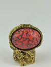 Arty Rive Coral Glass Cabochon Gold Tone Ring