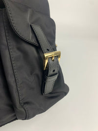 Re-Nylon Zaino Tessuto Vela Nero Small Backpack