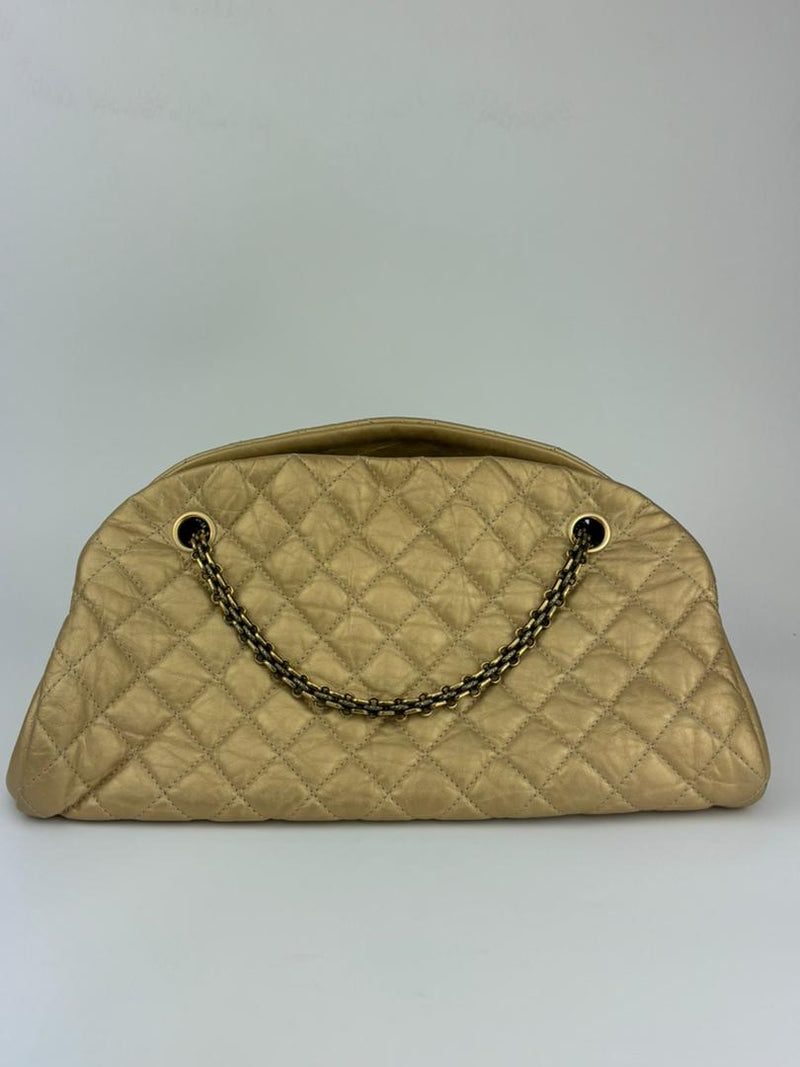 Gold Quilted Calfskin Leather CC Just Mademoiselle Bowling Bag