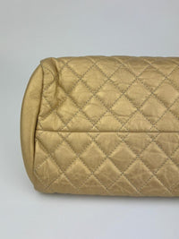 Gold Quilted Calfskin Leather CC Just Mademoiselle Bowling Bag