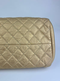 Gold Quilted Calfskin Leather CC Just Mademoiselle Bowling Bag