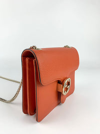 Sun Orange Dollar Calfskin Interlocking G Shoulder Bag