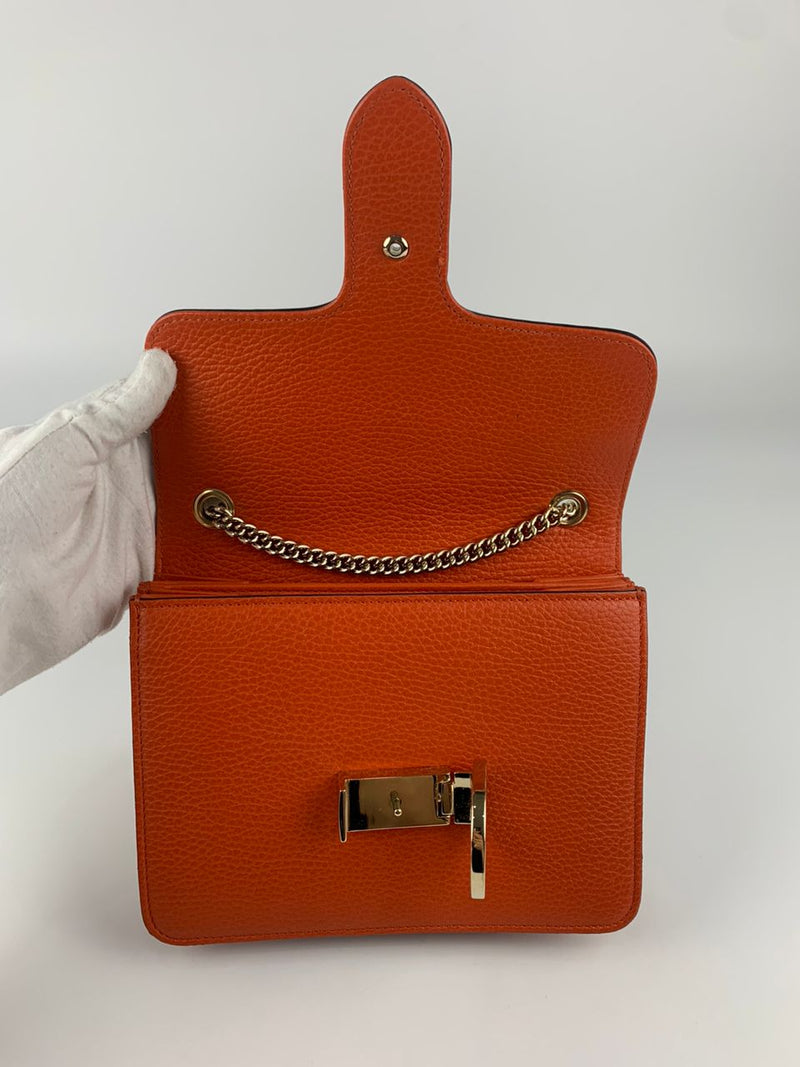 Sun Orange Dollar Calfskin Interlocking G Shoulder Bag