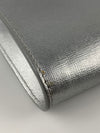 Silver Leather Envelope Clutch Bag