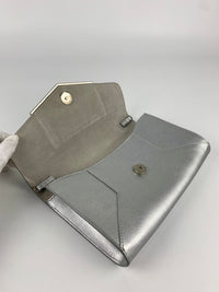 Silver Leather Envelope Clutch Bag