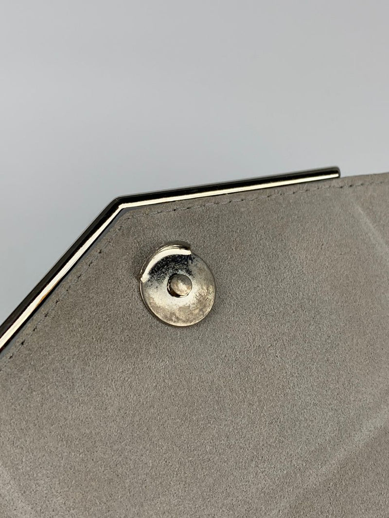 Silver Leather Envelope Clutch Bag