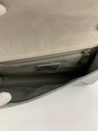 Silver Leather Envelope Clutch Bag