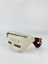 White Leather Logo Print Belt Bag&nbsp;