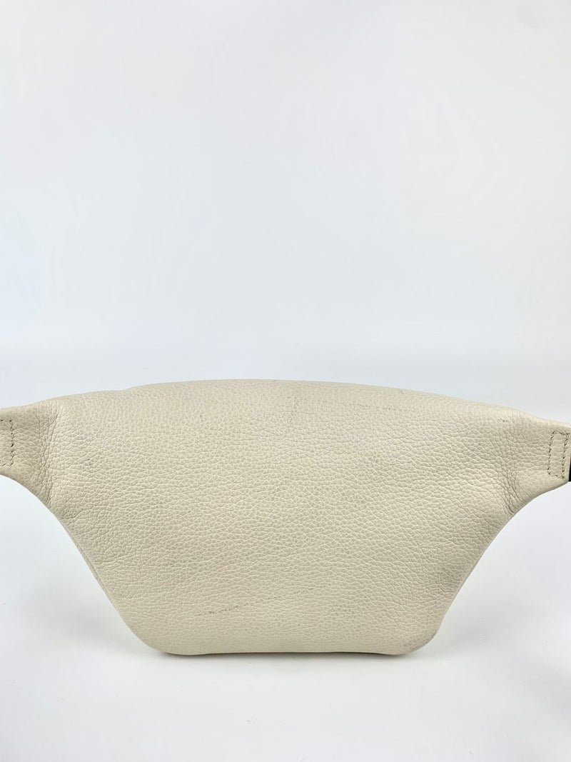 White Leather Logo Print Belt Bag&nbsp;