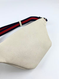 White Leather Logo Print Belt Bag&nbsp;