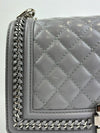 Grey Iridescent Lambskin Quilted Medium Chain Around Boy Flap SHW (Cash Price in Description)