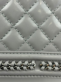 Grey Iridescent Lambskin Quilted Medium Chain Around Boy Flap SHW (Cash Price in Description)