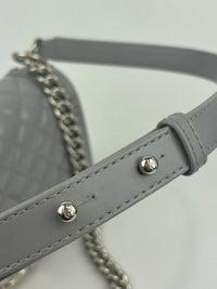 Grey Iridescent Lambskin Quilted Medium Chain Around Boy Flap SHW (Cash Price in Description)