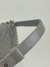 Grey Iridescent Lambskin Quilted Medium Chain Around Boy Flap SHW (Cash Price in Description)