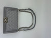 Grey Iridescent Lambskin Quilted Medium Chain Around Boy Flap SHW (Cash Price in Description)