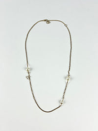 CD Pearl Necklace in Light Gold Tone