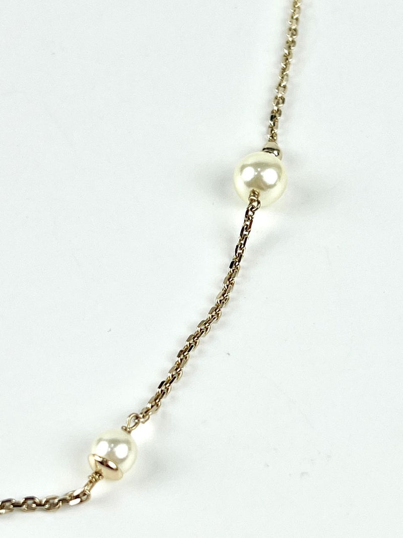 CD Pearl Necklace in Light Gold Tone