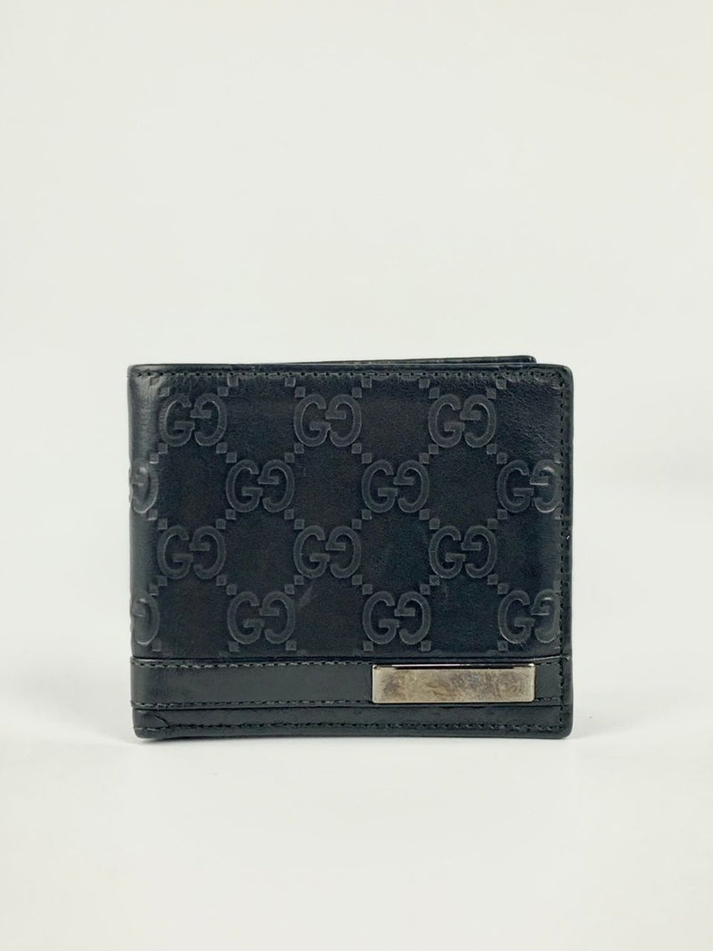 233100 Black Metal Bar Guccissima Bifold Wallet