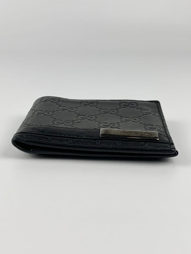 233100 Black Metal Bar Guccissima Bifold Wallet