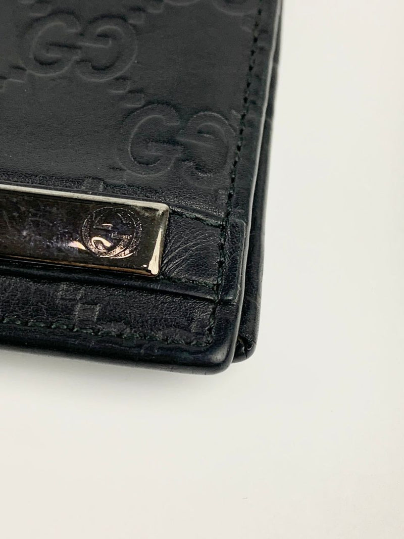 233100 Black Metal Bar Guccissima Bifold Wallet