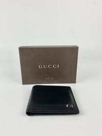 150404 Black Leather G Logo Hooper Wallet