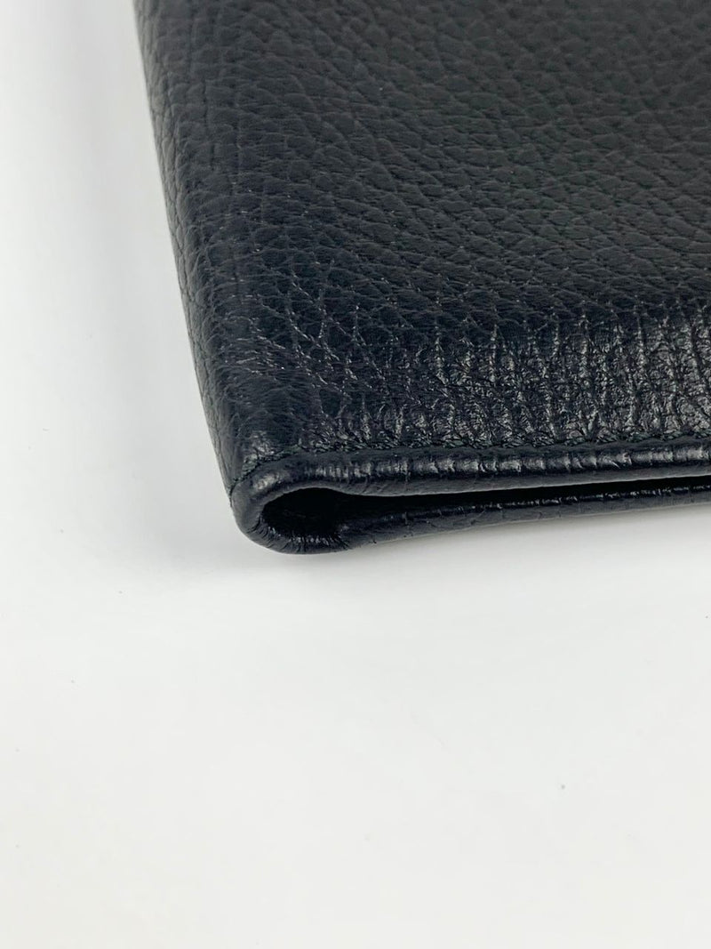 150404 Black Leather G Logo Hooper Wallet