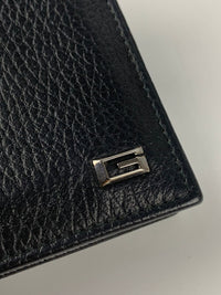 150404 Black Leather G Logo Hooper Wallet