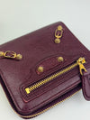 Burgundy Leather Motocross Zip Around Compact Wallet