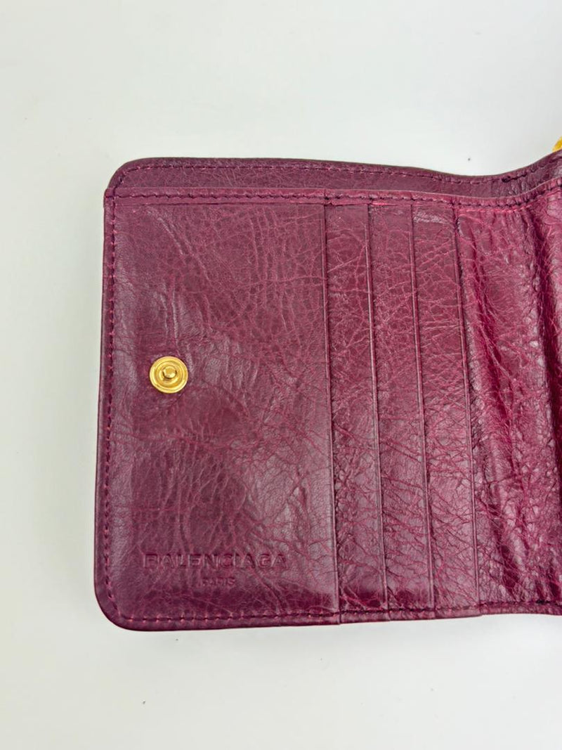 Burgundy Leather Motocross Zip Around Compact Wallet