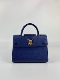 Blue Pebbled Leather Diorever Mini Bag