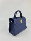 Blue Pebbled Leather Diorever Mini Bag