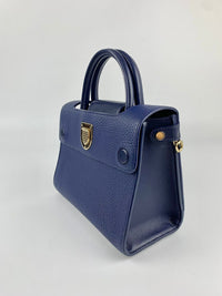 Blue Pebbled Leather Diorever Mini Bag