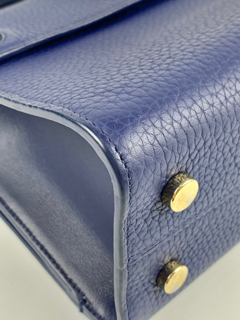 Blue Pebbled Leather Diorever Mini Bag