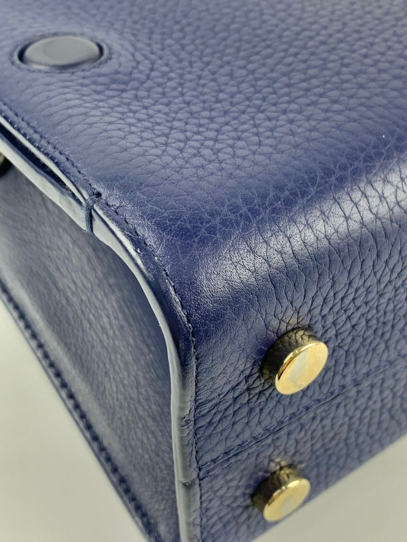 Blue Pebbled Leather Diorever Mini Bag