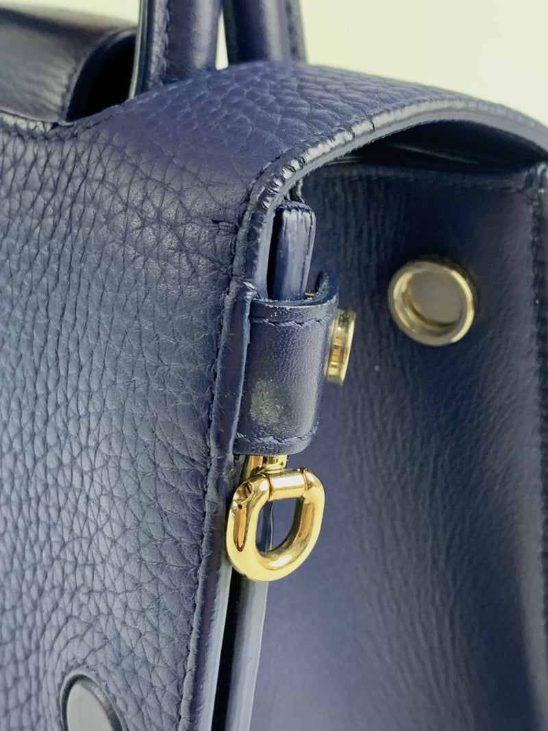 Blue Pebbled Leather Diorever Mini Bag